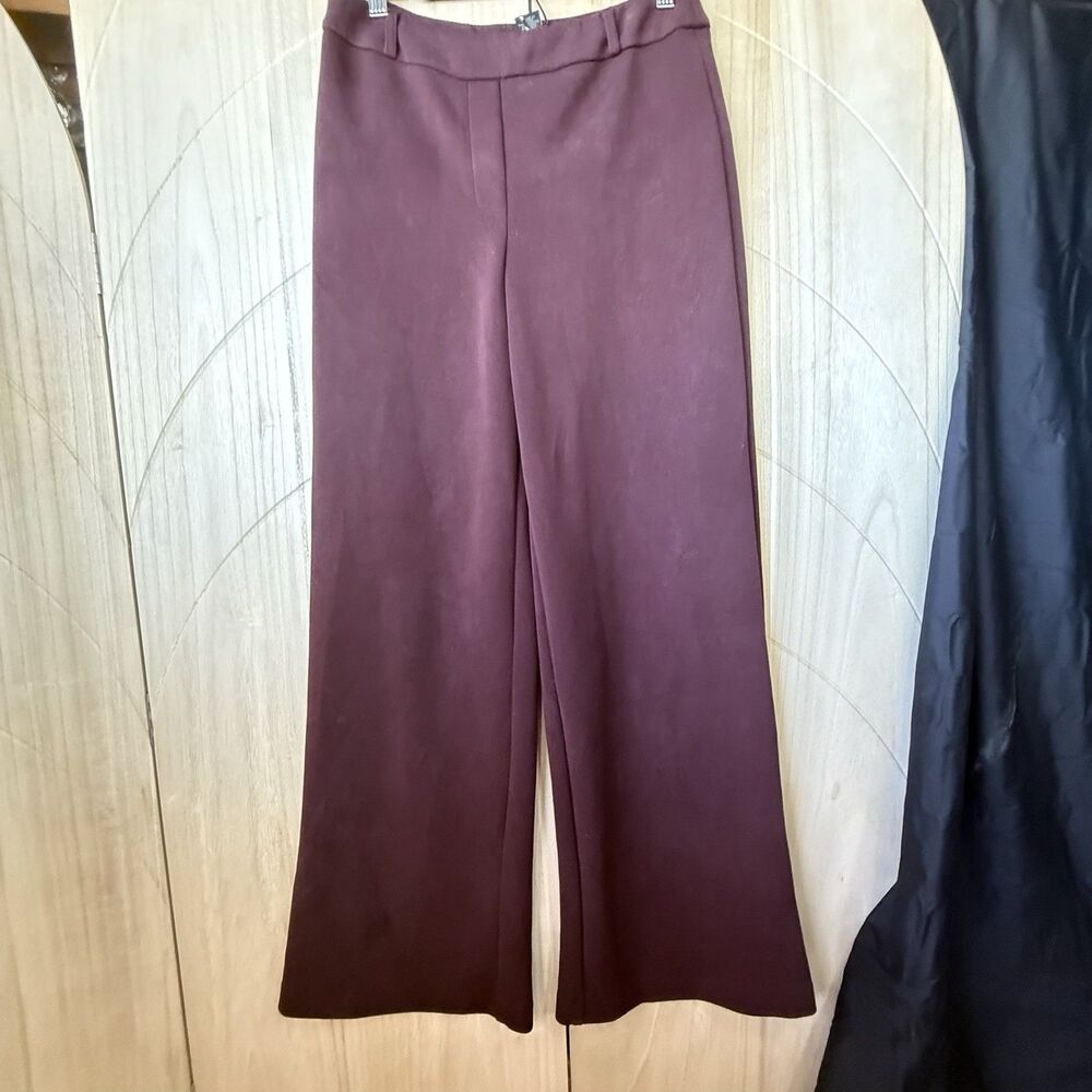 Christian Siriano New York Women S Burgundy Wide Leg Dress Pants Trousers